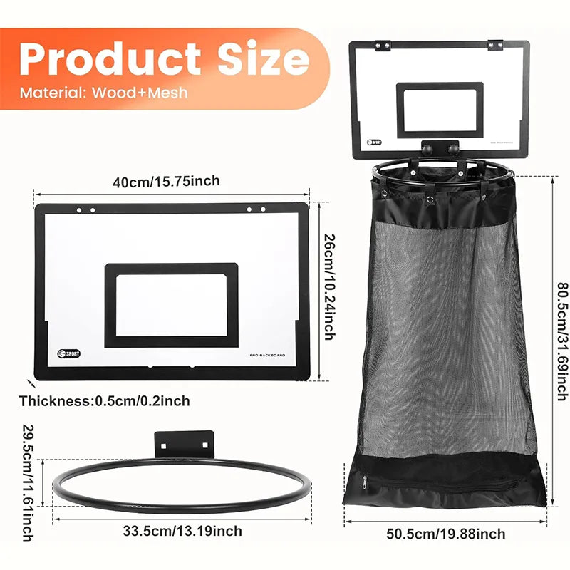 🏀 2-in-1 Door Hanging Laundry Basket with Basketball Hoop – Fun & Functional Storage!