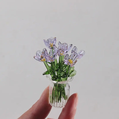 Handcrafted Mini Glass Artificial Flower Ornaments