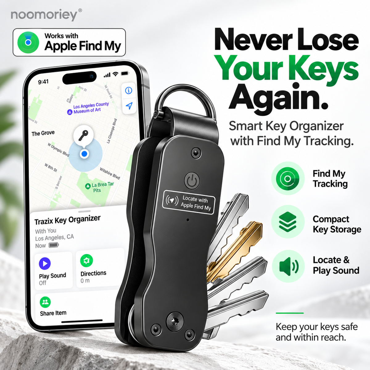 🔑 Smart Key Organizer with Find My Tracking & Sound Alert