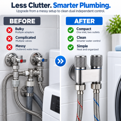 🚿 Mini 2-Way Dual Control Valve – 1 Inlet 2 Outlets, Independent Water Shut-Off