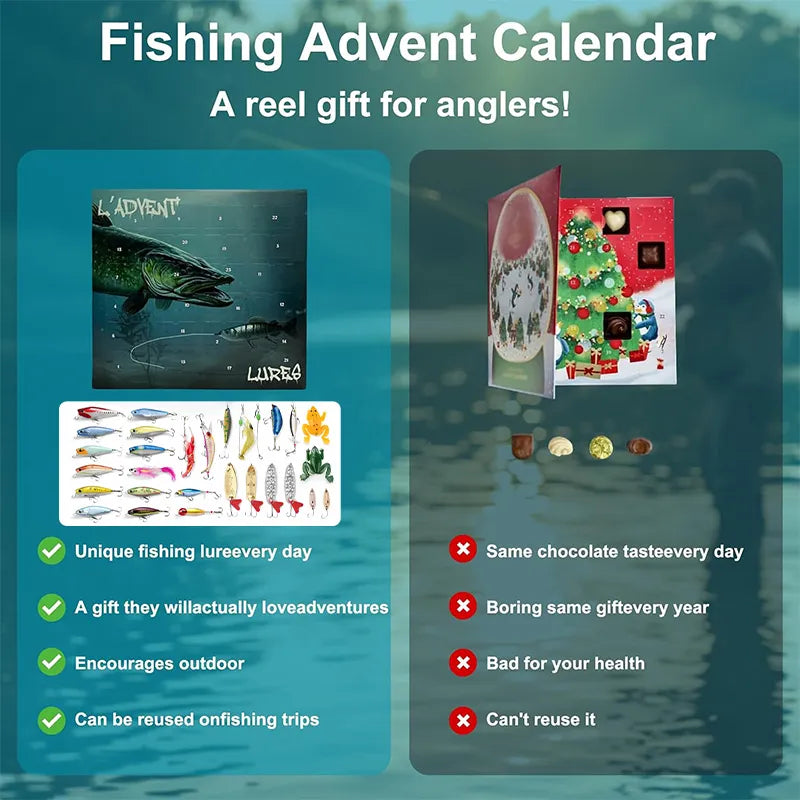 🎣🎄 Angler’s Advent Calendar – 24 Days of Fishing Lure Surprises for Anglers & Fishing Enthusiasts 🎁🐟✨