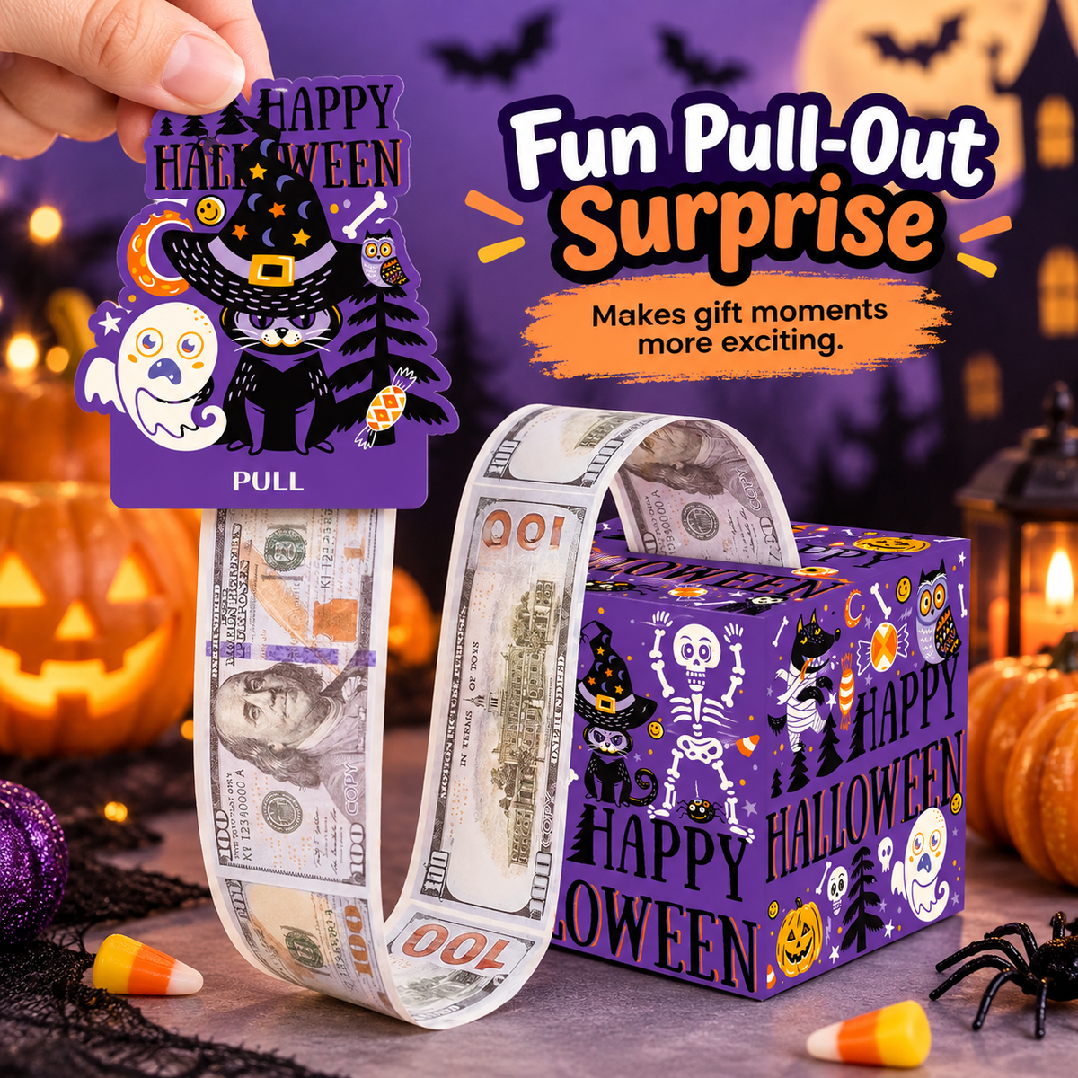 Money Pull Box, Creative Spooky Halloween Cash Holder