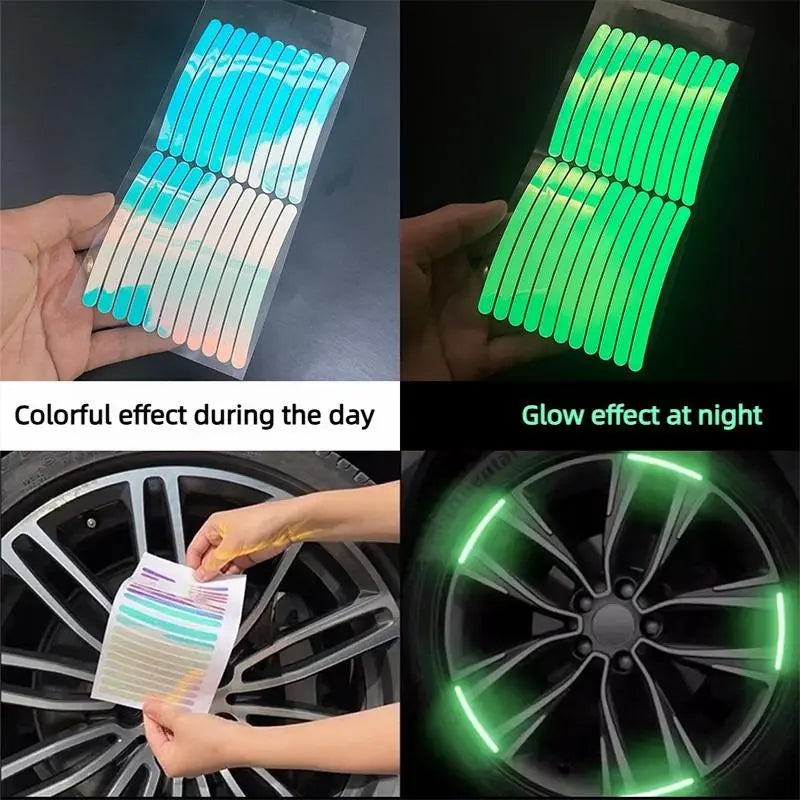 Car reflective stickers, glow-in-the-dark stickers for nighttime riding, reflective strips