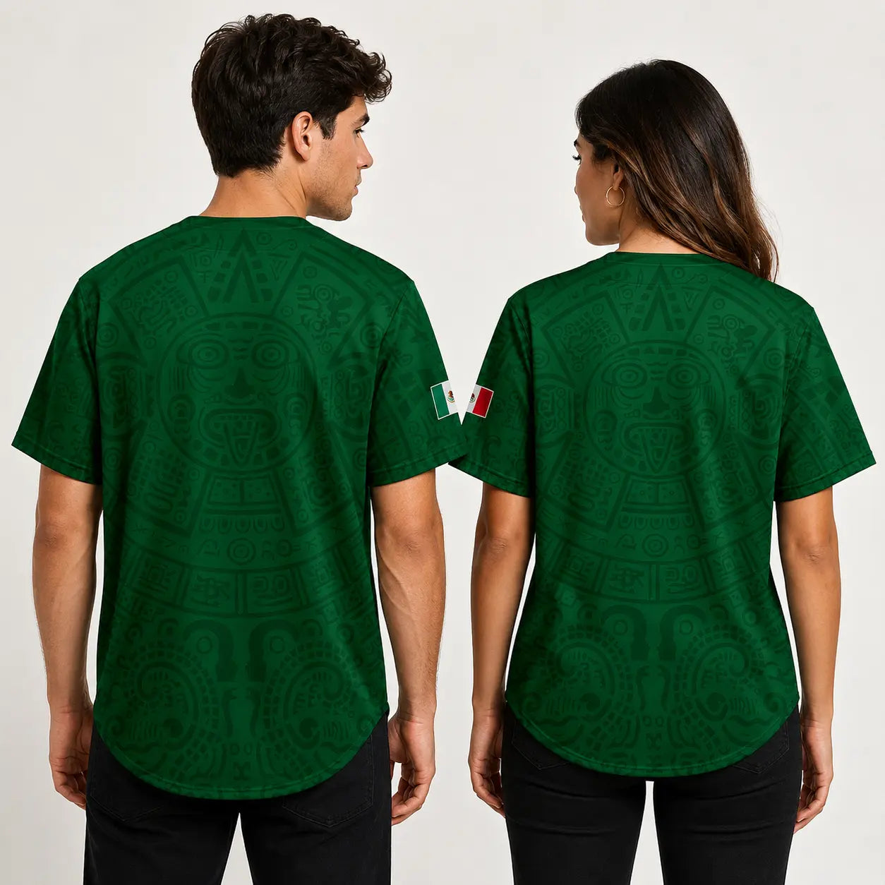 Mexico-Inspired Unisex Baseball Jersey with Aztec Pattern