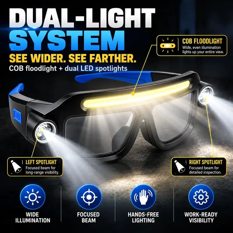 🎁 Rechargeable LED Glasses Light – Hands-Free Lighting for Repairs & Outdoor Adventures