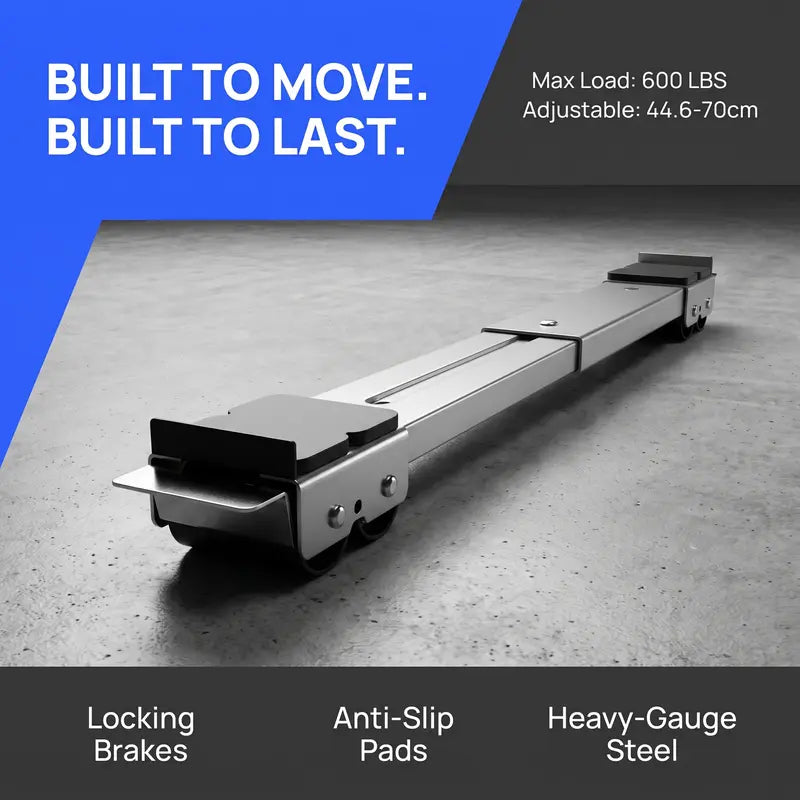 2-Pack Adjustable Telescopic Heavy Duty Metal Frame Appliance Moving Dolly