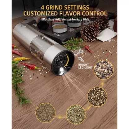 Electric Salt and Pepper Grinder Set – Rechargeable with Adjustable Coarseness