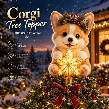 🎄 Christmas Glow Pup Tree Topper – Light-Up Holiday Dog Tree Topper