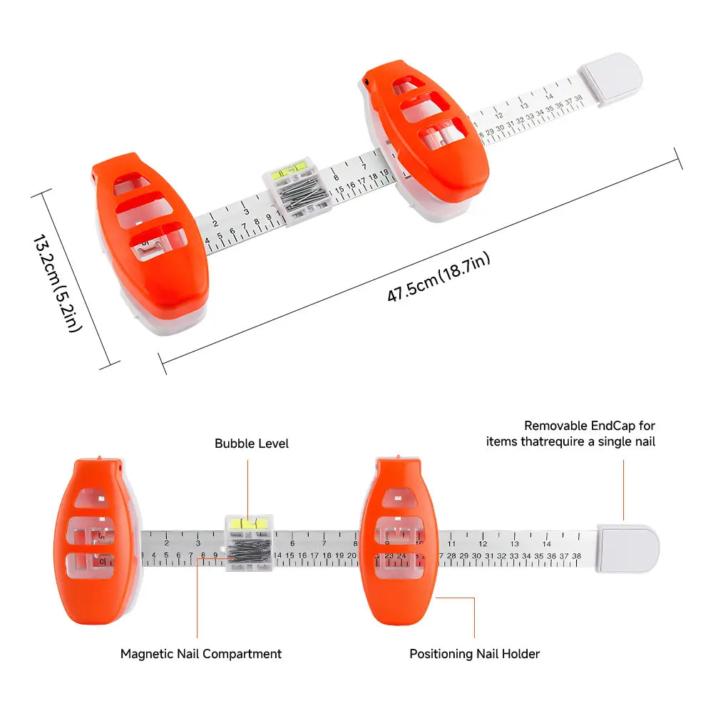 Professional Picture Hanging Tool with Level & Ruler