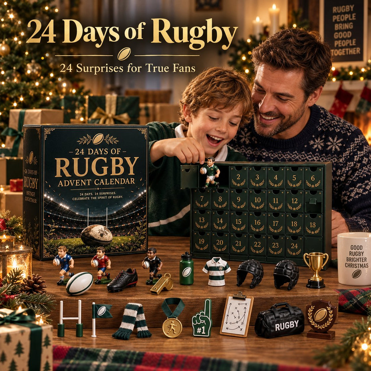 🏈🎁Rugby Advent Calendar 2026 – 24 Rugby-Themed Collectible Surprises Christmas Countdown Gift(📦Buy 2 Free Shipping)