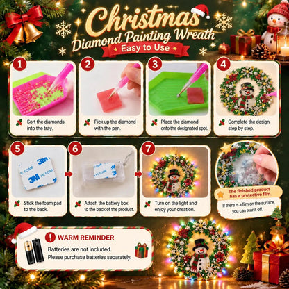 Christmas LED Diamond Painting Wreath Kit