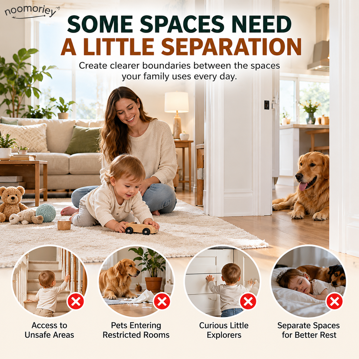 🏡🛡️ SafeNest – 42" Extra Tall Retractable Baby & Pet Gate, Extends Up to 60" Wide