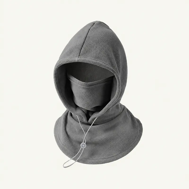 Unisex Cold Weather Fleece Balaclava Hat - Thick Fleece Linings, Windproof Full Face Cover with Hood & Neck Gaiter