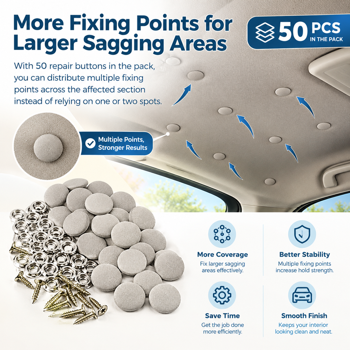 50 Pack Car Roof Headliner Repair Buttons