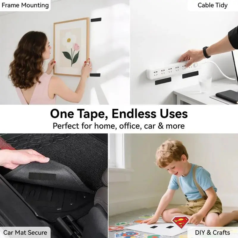 🚗✨Heavy Duty Waterproof Self-Adhesive Double Sided Hook and Loop Strips