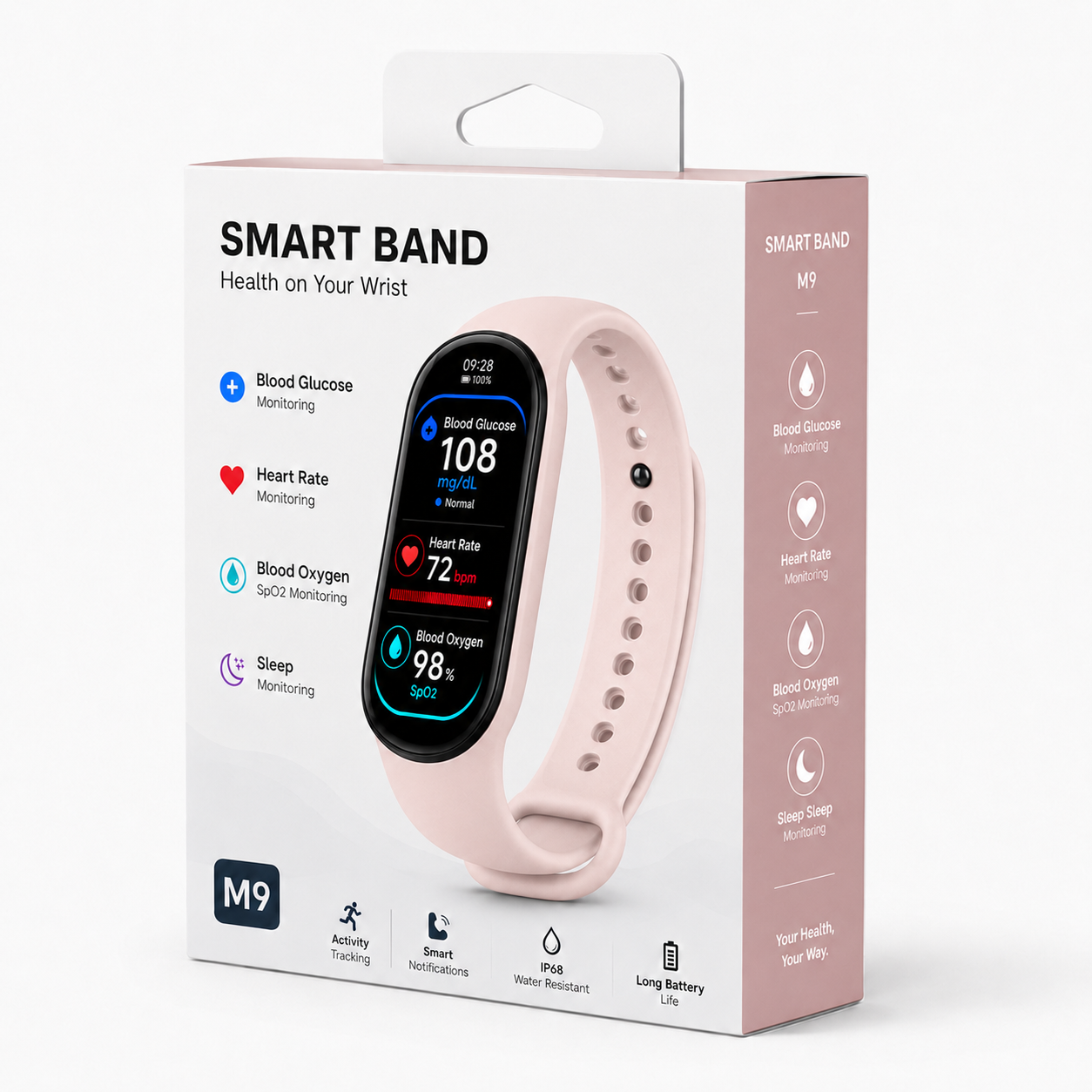 🔥80% OFF Launch Offer 🏆 2026 M9 Non-Invasive Smart Band 📈12 health reports - No-Prick