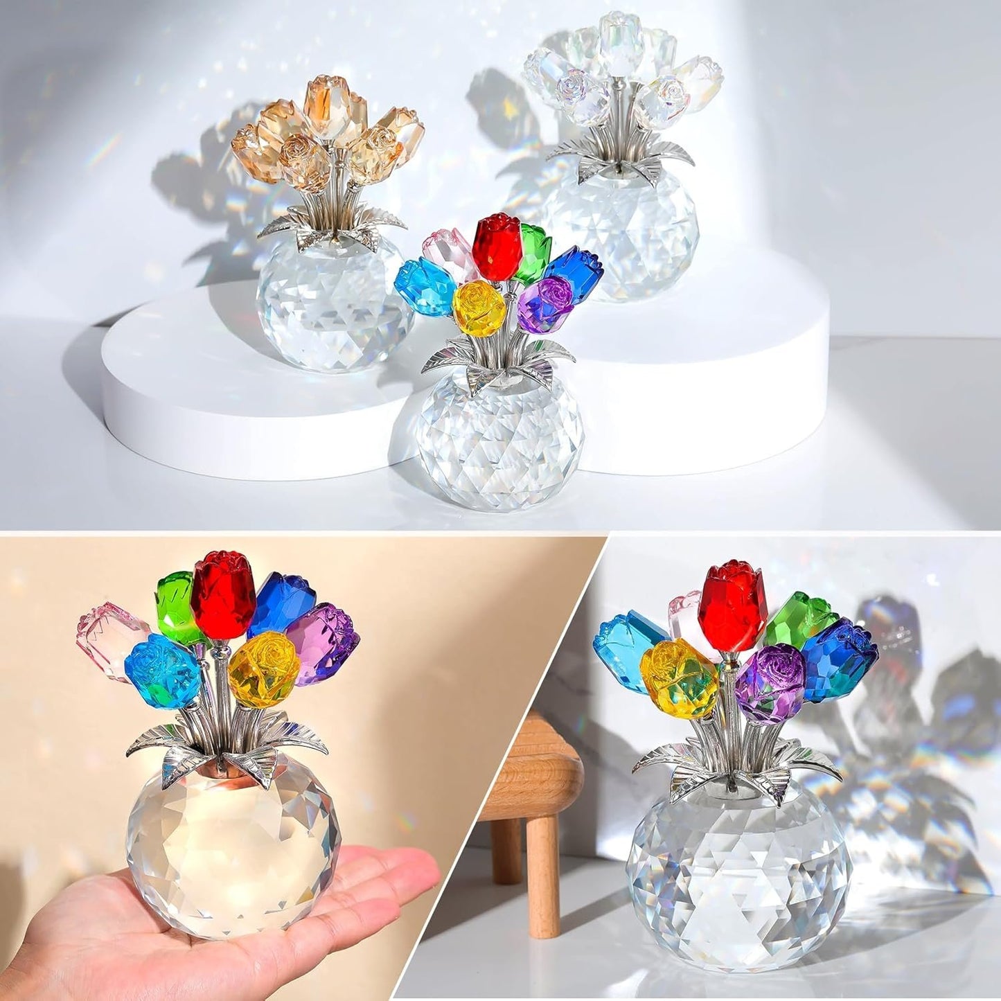 🔥Mother‘s Day 50% OFF🔥🔮Everlasting Crystal Rose Flower Figurine in Vase