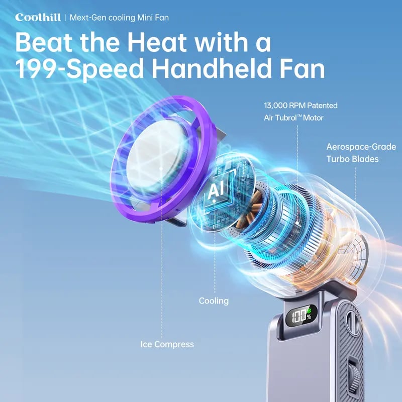 ❄️ 199-Speed Portable Fan – Powerful Cooling Anywhere