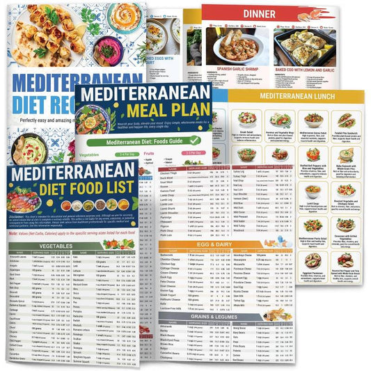 🔥3-Pack Mediterranean Diet Chart Food List 2026, Mediterranean Ingredient Meal Plan