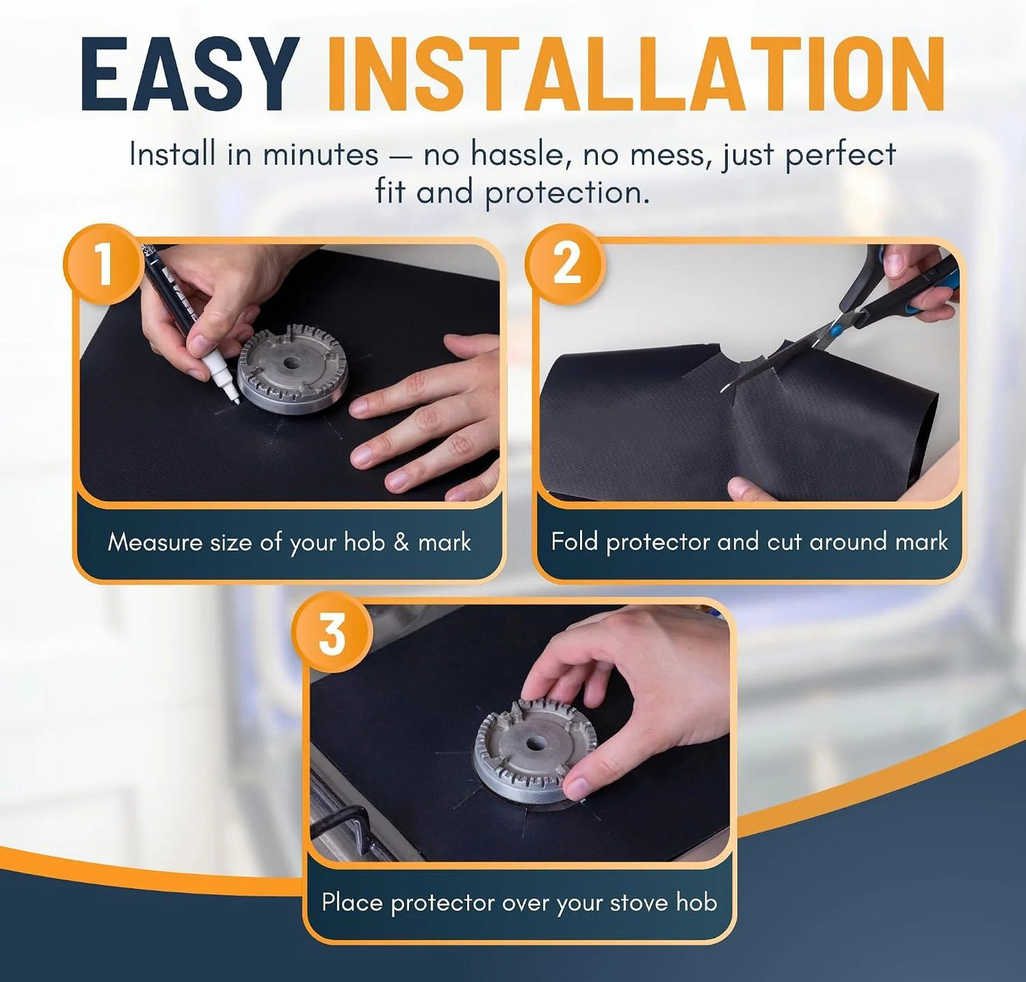 ♻️ Reusable Gas Stove Burner Liners – Cut-to-Fit Stove Protector Mats