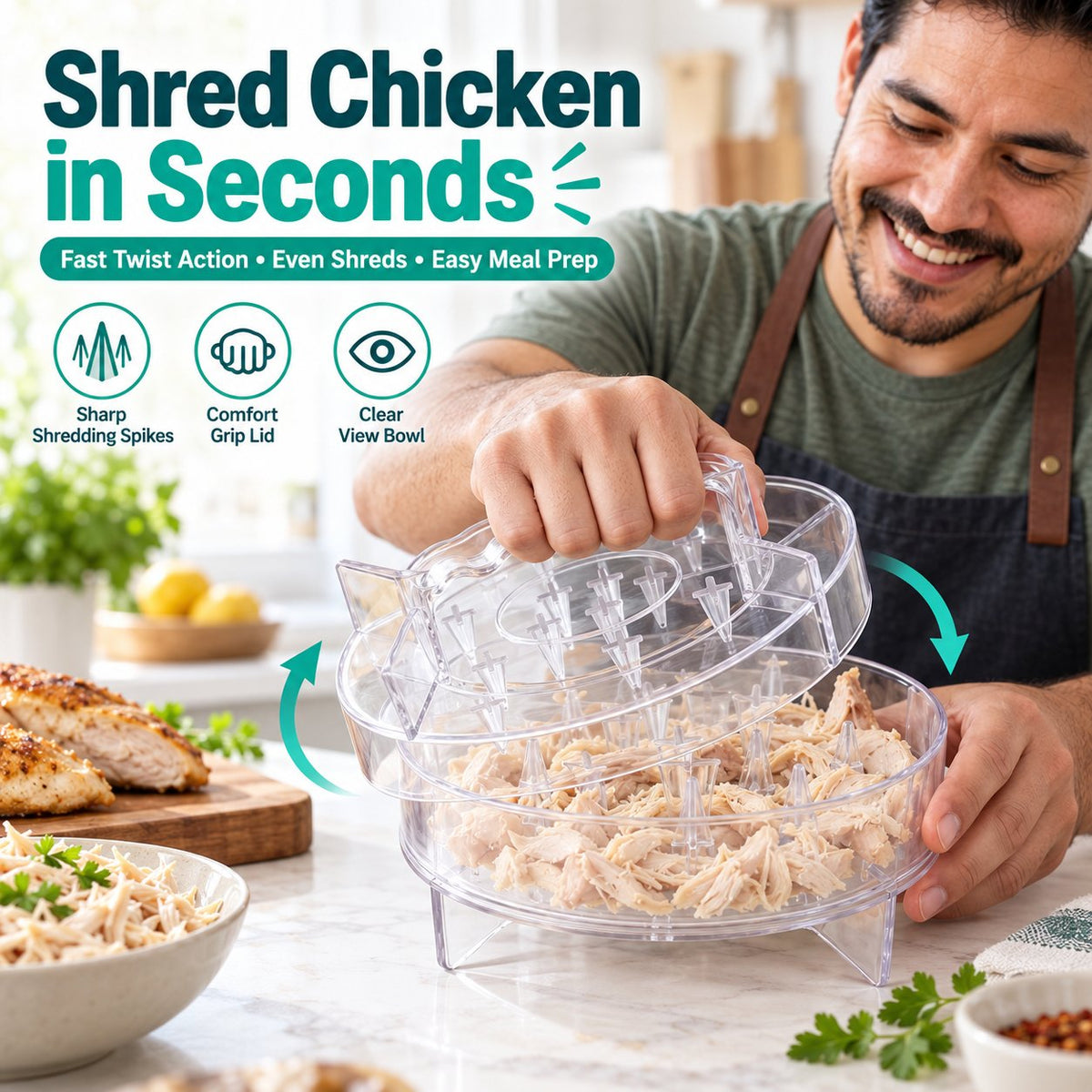 💥 60% OFF | Chicken Shredder Tool — Fast Handheld Meat Shredder for Chicken, Pork & More