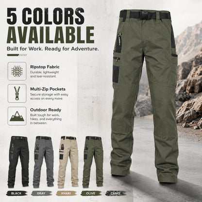 🔥Buy 2 Free Shipping👖Men's Solid Color Camouflage Printed Pocket Zipper Waterproof Tactical Work Pants