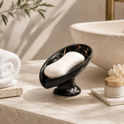 🎉 Ceramic Self-Draining Leaf Soap Dish