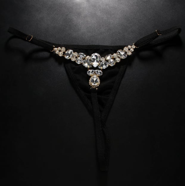 Women's Sexy Rhinestone Mesh Thong