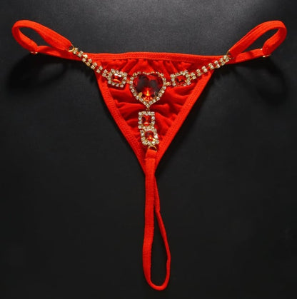Women's Sexy Rhinestone Mesh Thong