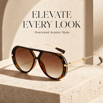 Retro Oversized Aviator Sunglasses | UV Protection & Iconic Style