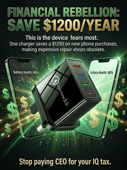 Four-Port Travel Charger for Extended Phone Battery Life