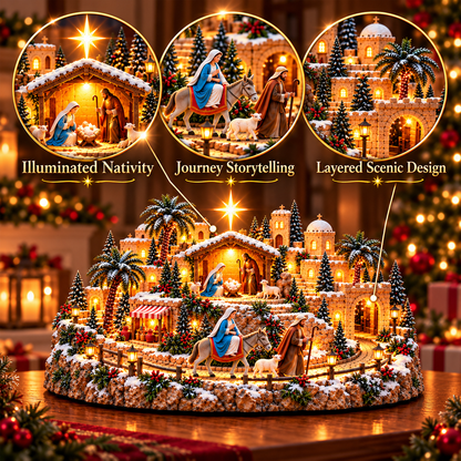 🌟🎄 Star of Bethlehem Journey™ – Lighted Nativity Christmas Village with Mary’s Holy Journey