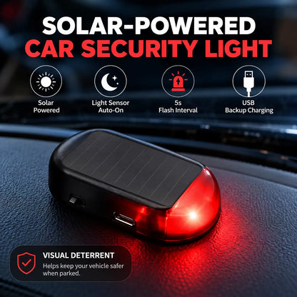 🚗 Solar Car Security Warning Light – Auto-Sensing 5-Second Flash LED with USB Backup Charging