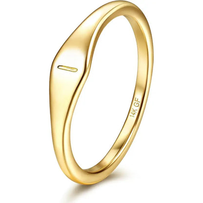 14 Karat Plated Gold Filled Initial Band Dainty Stacking Rings