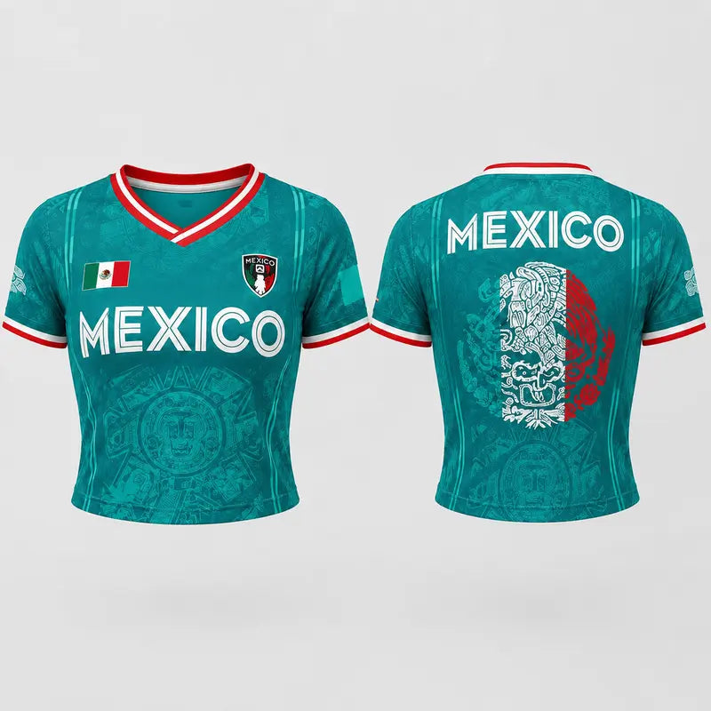 Women's Green V-Neck Football Jersey