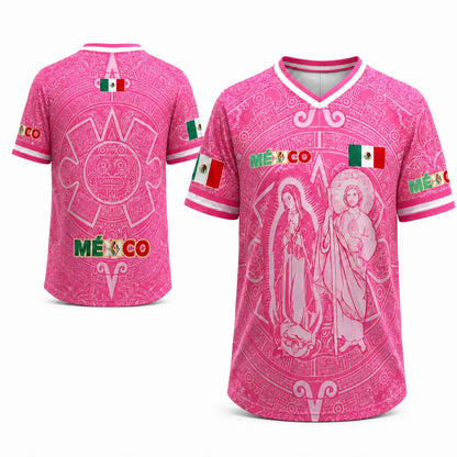 Men's Light Pink Virgencita & San Juditas Mexico 2026 Soccer Jersey, Mens Clothing, 2026 Soccer Fan Shirt, Casual Mexican Culture Sports Jersey, Mexico 2026 Jersey