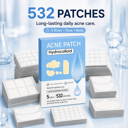 💧 532 PCS Hydrocolloid Acne Patches – Multi-Size Blemish & Spot Absorbing Covers ✨