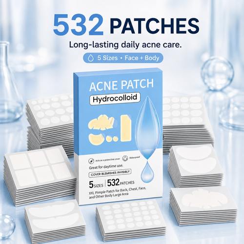 💧 532 PCS Hydrocolloid Acne Patches – Multi-Size Blemish & Spot Absorbing Covers ✨