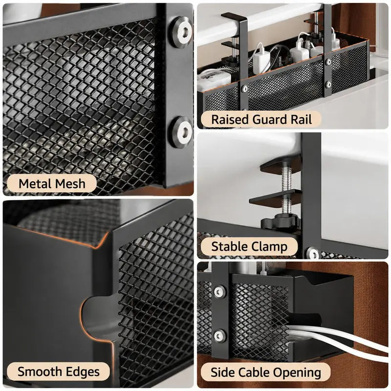 No-Drill Under Desk Cable Organizer – Hide Cables & Power Strips for a Cleaner Workspace