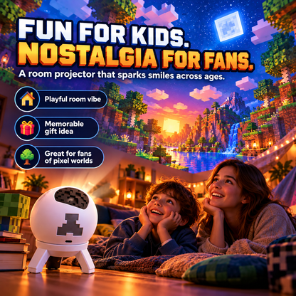 🎮 Pixel Block World Room Projector – USB-Powered Bedroom & Gaming Atmosphere Light