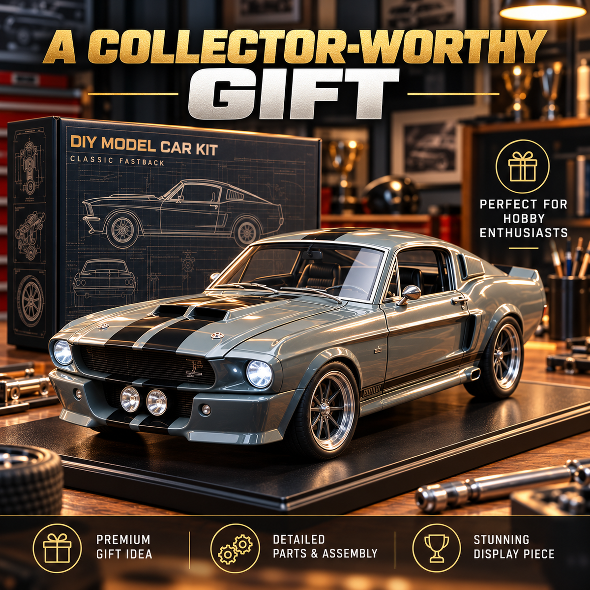 🔥LAST DAY 50%🏎️ 1967-Inspired GT500 Fastback DIY Model Car Kit – Build & Display!!!