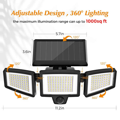 💡Outdoor  Solar 3 Heads Led Wall Lamp Street Lights