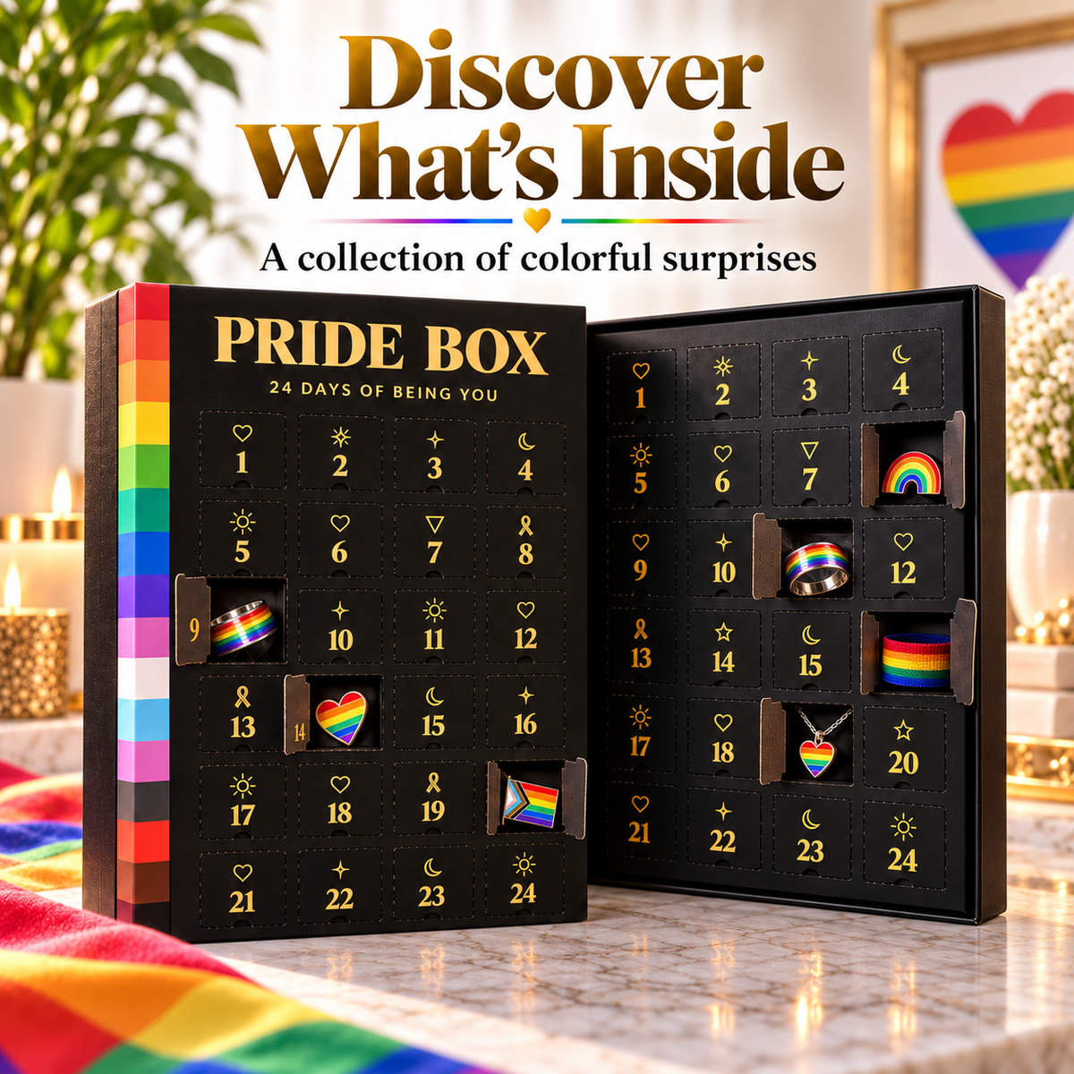🌈 Pride Box 24 Day Surprise Calendar ✨ Rainbow Gift For Self Expression & Celebration