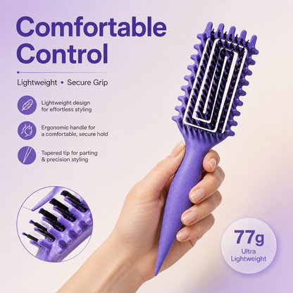 🌀 Defined Curl & Volume Styling Hair Brush – 3-Side Clumping & Detangling Brush ✨