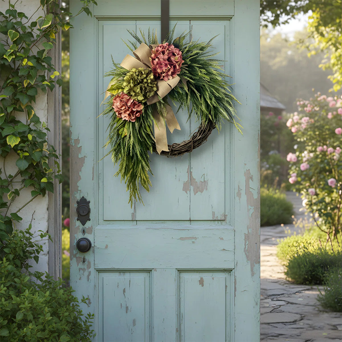 Handcrafted Rustic Hydrangea Wreath – Cozy & Inviting Decor