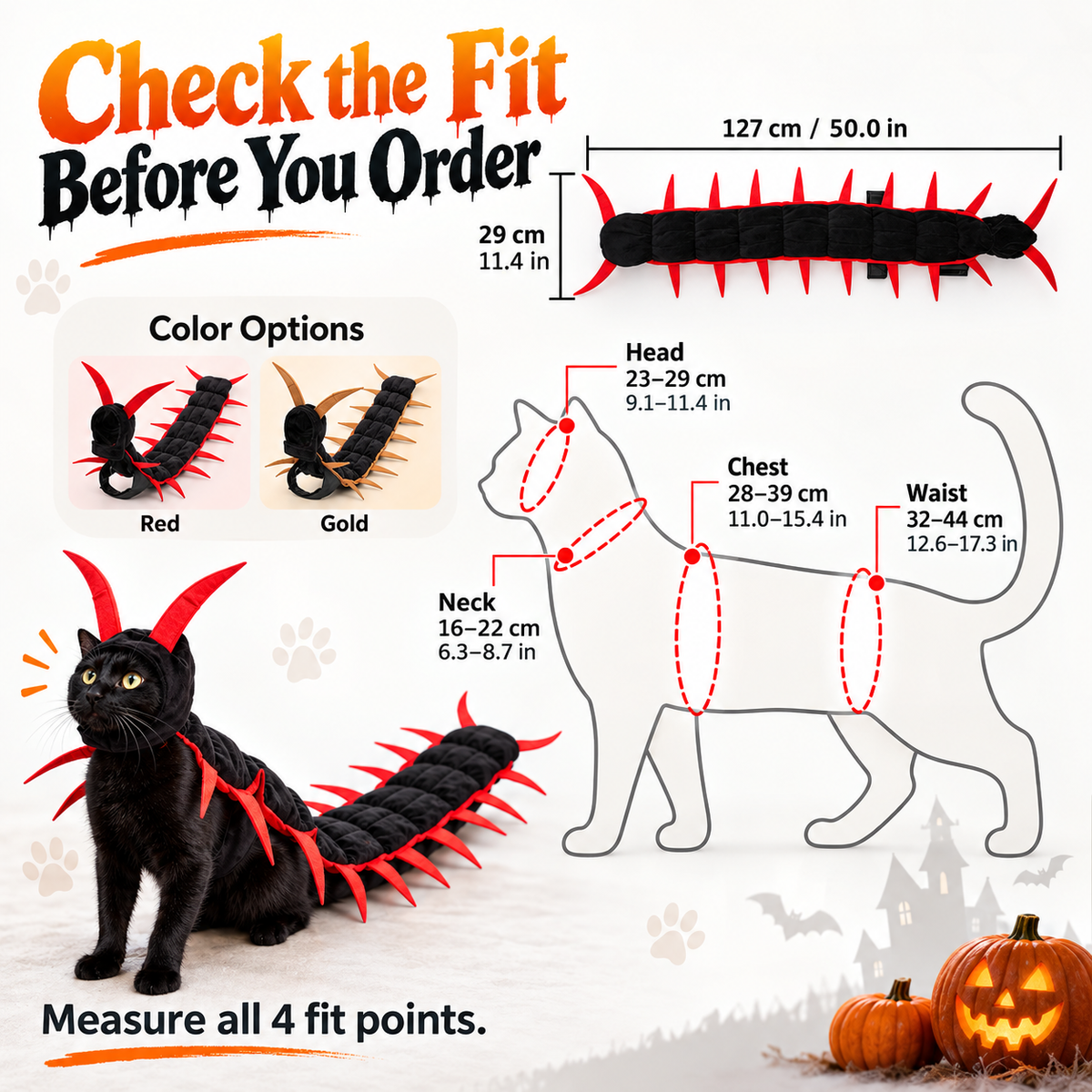🎃 Creepy-Cute Halloween Centipede Pet Costume – 3D Crawling Outfit for Dogs & Cats 🐾