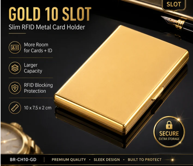RFID Blocking Metal Card Holder – Slim Stainless Steel Wallet, 6/8/10 Slot