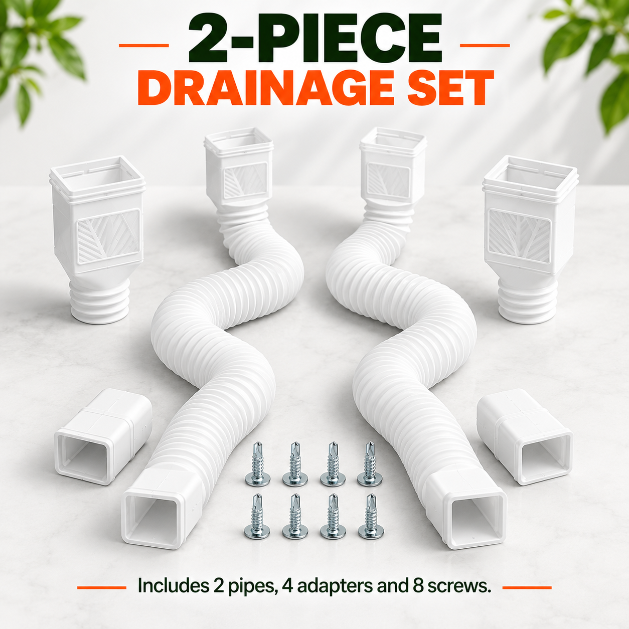 🌧️ Universal Flexible Gutter Downspout Extension Set (2-Pack) – 1.5M Foundation Protection 🏡