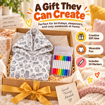 ✨Cozy Coloring Hoodie for Kids & Adults-Wear Your Own Artwork –