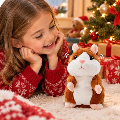 🎄LIMITED-TIME 50% OFF! ⏰Talking Hamster Plush – repeats whatever you say, auto head-shaking, hilarious fun for kids & adults